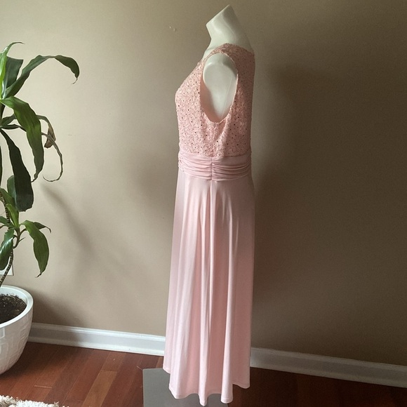 Connected Apparel Women’s Soft Pink Sleeveless Sequin Formal Maxi Dress Size 16 - Picture 3 of 7
